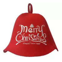 Банная шапка (красная), Merry Christmas, искусственный фетр